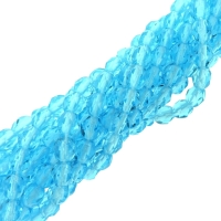 Fire Polished Faceted 4mm Round Beads 100pcs - Aquamarine