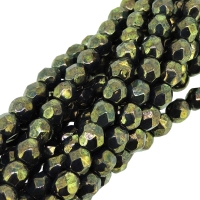 Fire Polished Faceted 4mm Round Beads 100pcs - Prsn Turq Brz Pic