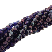 Fire Polished Faceted 4mm Round Beads 100pcs - Cobalt Vega