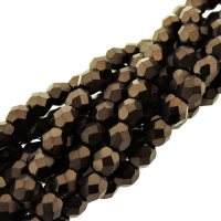 Fire Polished Faceted 4mm Round Beads 100pcs - Mat Dark Bronze