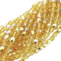 Fire Polished Faceted 4mm Round Beads 100pcs - Light Topaz AB