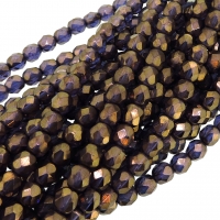 Fire Polished Faceted 6mm Round Beads 6"str - Bronze Illusion