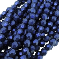 Fire Polished Faceted 6mm Round Beads 6"str - SM Evening Blue