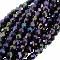 Fire Polished Faceted 6mm Round Beads 6"str - Purple Iris