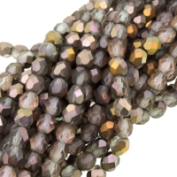 Fire Polished Faceted 6mm Round Beads 6"str - Matte Apollo Gold