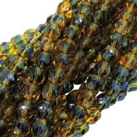 Fire Polished Faceted 6mm Round Beads 6"str - Topaz/Montana Blue