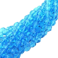 Fire Polished Faceted 6mm Round Beads 6" str - Aquamarine