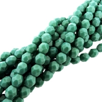 Fire Polished Faceted 6mm Round Beads 6"str - Prsn Turquoise