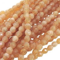 Fire Polished Faceted 6mm Round Beads 6"str - Soft Peach Opal