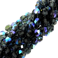 Fire Polished Faceted 6mm Round Beads 6"str - Montana Blue AB
