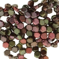 Czech Glass Honeycomb Beads 2-Hole 6mm 30 Pcs Crl Violet Rainbow