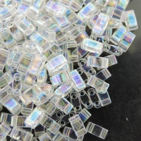 Miyuki Half Tila Beads 2.3 x 5mm 7.8GM Crystal AB