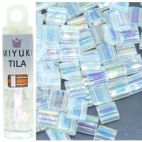 Miyuki Tila Beads 5mm 2-hole Square Crystal AB 7.2GM