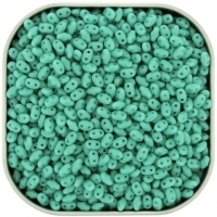 Czech MiniDuo Two-hole Beads 4x2mm Turquoise Green 8g