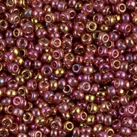 Miyuki Round Seed Beads Size 11/0 Dk Topaz Rainbow Gold LS 24GM