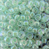 Miyuki Round Seed Beads 6/0 Lt Mint Green Lnd Crystal AB 20GM