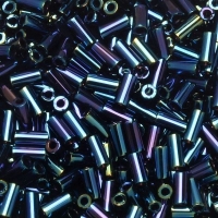 Miyuki Bugle Beads Size #1, 3mm 19.5GM Metallic Blue Iris