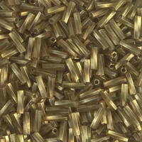 Miyuki Twisted Bugle Beads 6mm 17.5GM Gold Ant Mat Chartreuse