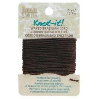 Knot-It Waxed Brazilian Cord, 1mm Dia 15YD Chocolate