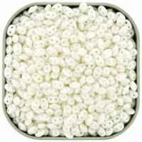 Czech SuperDuo Two-hole Beads 5.5x2.5mm Chalk White Luster 22.5G