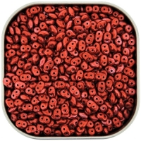 Czech SuperDuo Two-hole Beads 5.5x2.5mm Metalust Lipstick Red