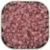 Czech SuperDuo Two-Hole Beads 5x2.5mm Opal Rose Matte 22.5GM