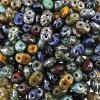 Czech SuperDuo Two-hole Beads 5.5x2.5mm "Picasso Medley" Mix 24G