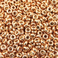 Demi Round Seed Beads Size 8/0 8.5GM PermaFinish Glvnd R/Gold