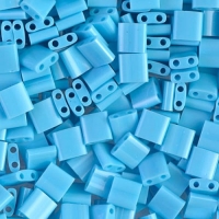 Miyuki Tila Beads 5mm 2-hole Square Opaque Turquoise Blue 7.2G