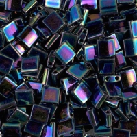 Miyuki Tila Beads 5mm 2-hole Square Medium Blue Iris 7.2G