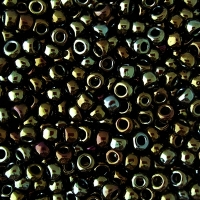 Seed Beads Round Size 11/0 28GM Metallic Olive Brown Iris