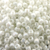 Seed Beads Round Size 8/0 28GM Opaque White Rainbow