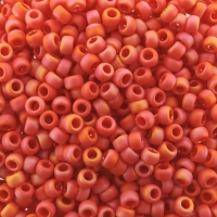 Seed Beads Round Size 8/0 Opaque Frosted Pumpkin Rainbow 8-410