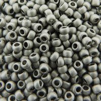 Seed Beads Round Size 8/0 Metallic Frosted Antique Silver 28GM