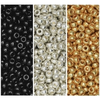 Miyuki Round Seed Beads Size 11/0 Galvanized Silver & Gold,Black