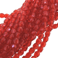 Fire Polished Faceted 3mm Round Beads 50pcs - Siam Ruby