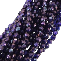 Fire Polished Faceted 3mm Round Beads 50pcs - Cobalt Vega