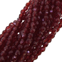 Fire Polished Faceted 3mm Round Beads 50pcs - Ruby