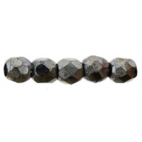 Fire Polished Faceted 2mm Round Beads 50pcs - Hematite