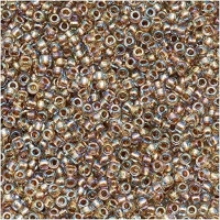 Toho Round Seed Beads Size 15/0 Gold Lined Rainbow Crystal 8GM
