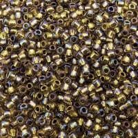 Seed Beads Round Size 11/0 28GM IC Rainbow Crystal / Gold Lnd