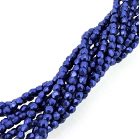 Fire Polished Faceted 2mm Round Beads 50pcs - CT SM Lapis Blue