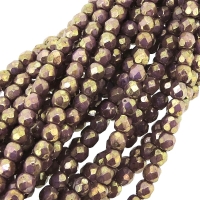 Fire Polished Faceted 3mm Round Beads 50pcs - LS OP Gld/Smky Tpz