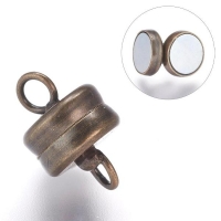 Magnetic Clasp, 11x7mm, hole 2mm, Antique Bronze, 5 Sets