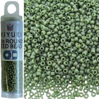 Miyuki Round Seed Beads 15/0 Frosted Opq Glaze Rainbow Kiwi 8.2G