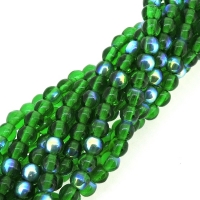 Czech Round Druk Beads 4mm - Green Emerald AB Appx 100pcs