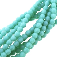 Fire Polished Faceted 2mm Round Beads 50pcs - Mat Turquoise
