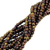 Fire Polished Faceted 2mm Round Beads 50pcs - Matte Mtlc Gold Ir