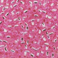 Seed Beads Round Size 11/0 28GM Silver Lined Pink