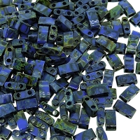 Miyuki Half Tila Beads 2.3 x 5mm 7.8GM Opaque Cobalt Picasso